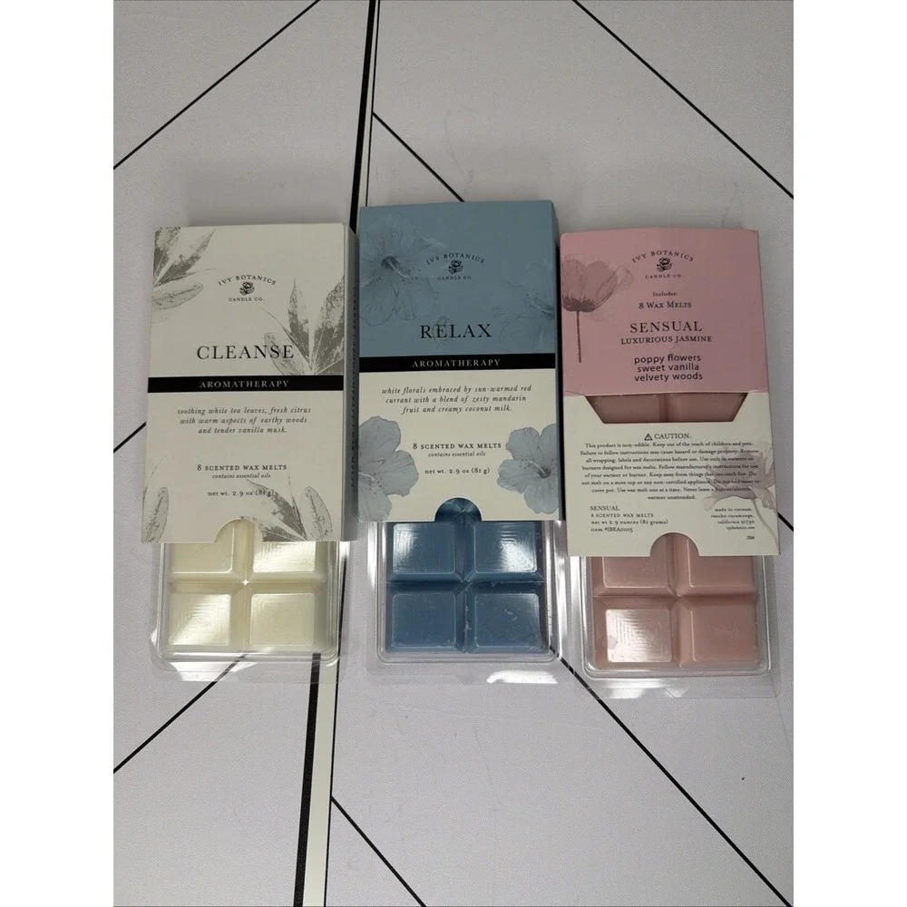 Lot Of 3 Ivy Botanics Candles Co. 2.9oz (81.g) 3 Pack Aromatherapy Cleanse Relax